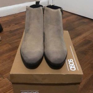 ASOS Chelsea Boots in Stone Faux Suede with Zips